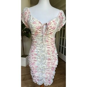 Madden NYC Sweetheart Cut-Out Bodycon Ruched Dress Floral Country Western Size M